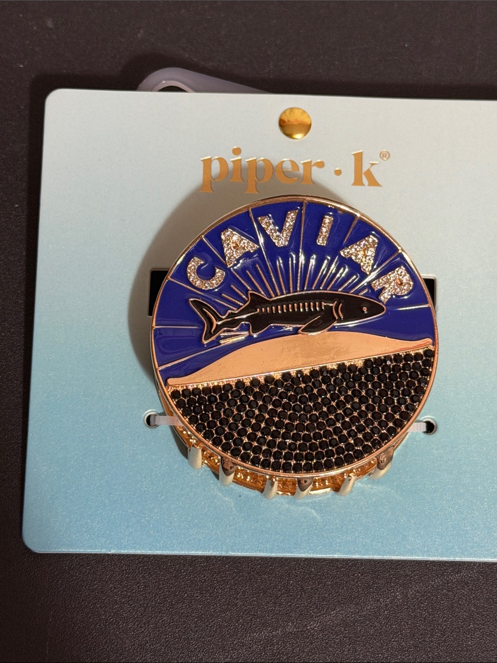 Piper K caviar enameled gold metal hair claw clip